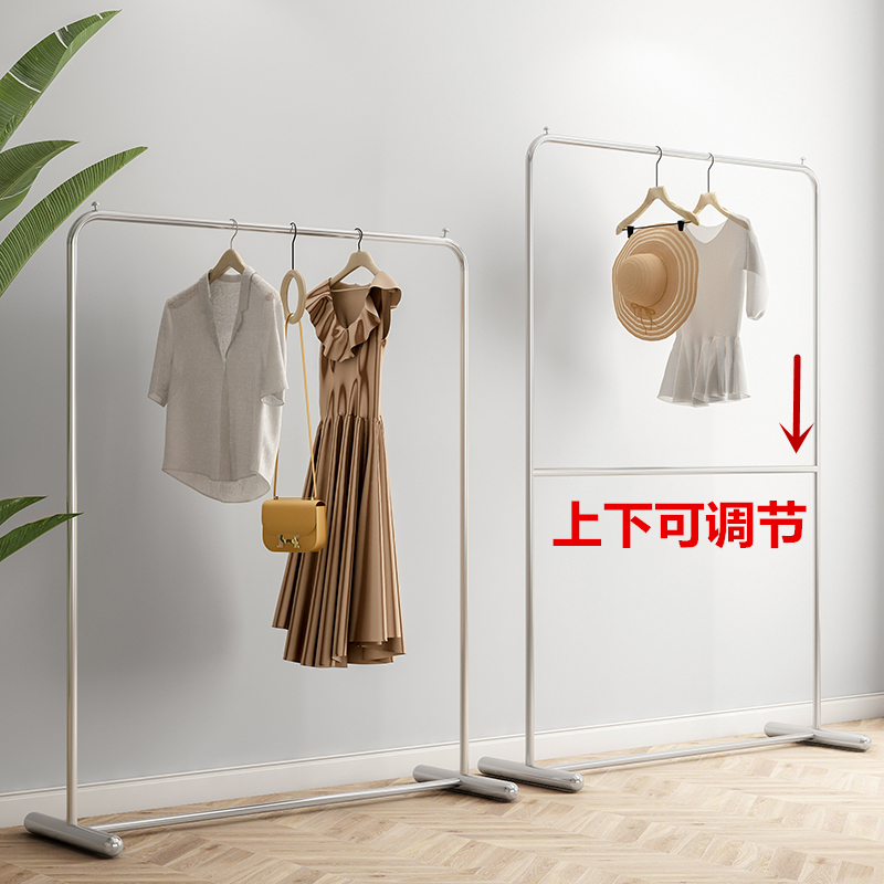 服装展示架不锈钢落地式双层衣架