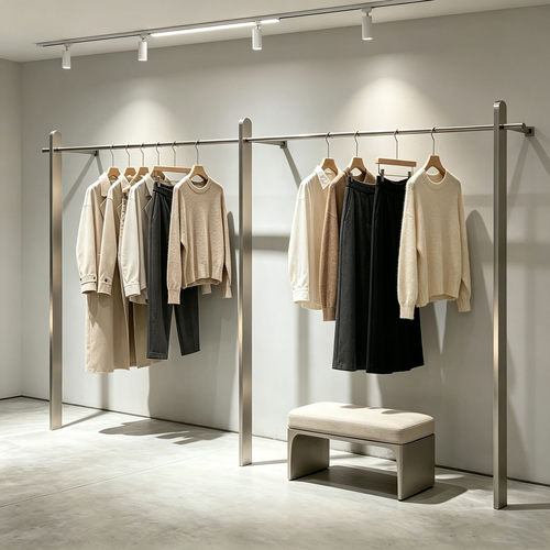 女装店不锈钢上墙落地展示架