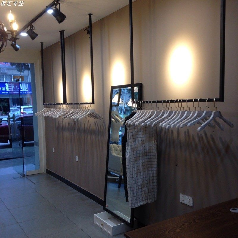 服装店展示架悬挂陈列架吊架U型单杆挂衣架女装店货架上墙展示架