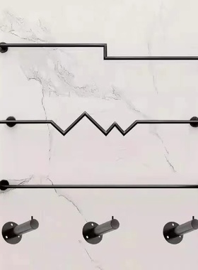 服装店展示架铁艺黑色简约单杆壁挂架女装专用上墙正挂衣架童装架