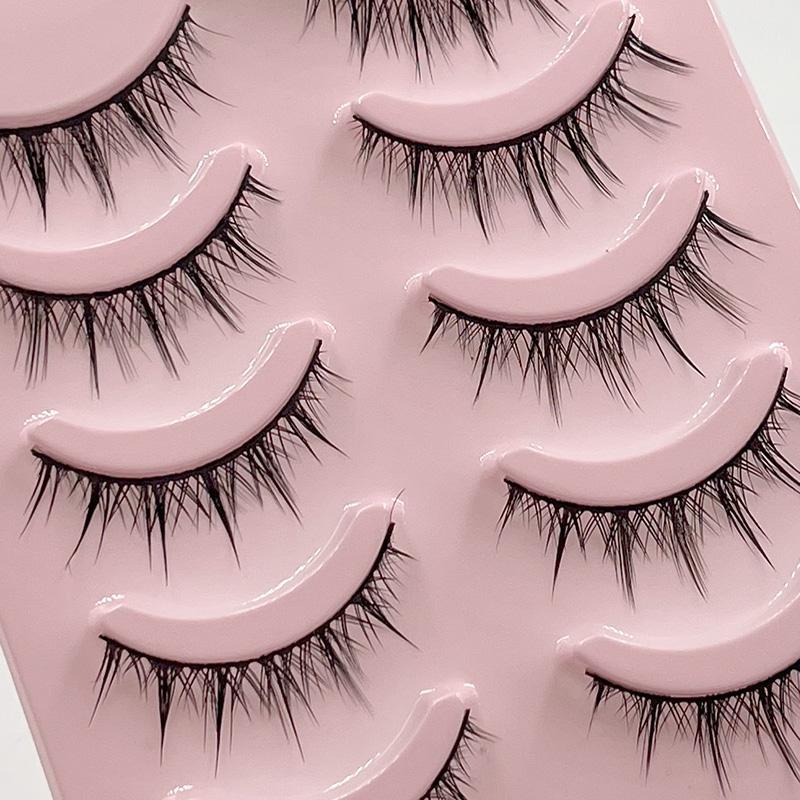 免胶水12毫米交叉浓密硬梗假睫毛卷翘夸张眼毛睫毛眼头短款送胶条