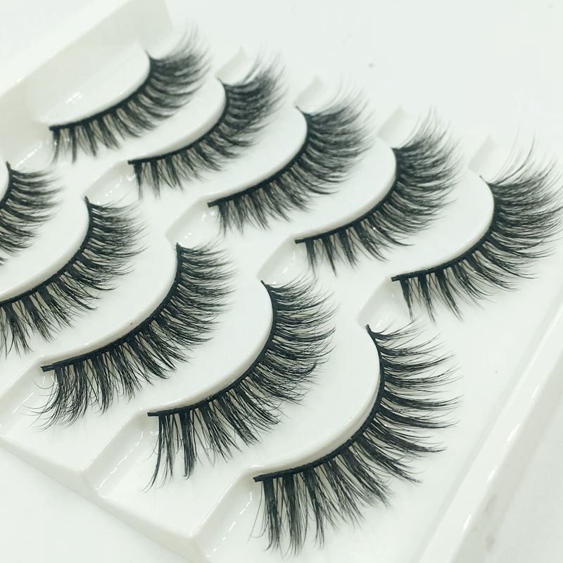 3D自然假睫毛立体多层磨尖仿真浓密夸张眼毛硬梗可撑双眼皮5对装