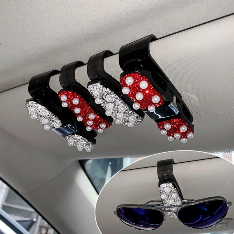 车载眼镜夹多功能车用太阳镜墨镜眼镜盒镶钻汽车创意遮阳板卡片夹