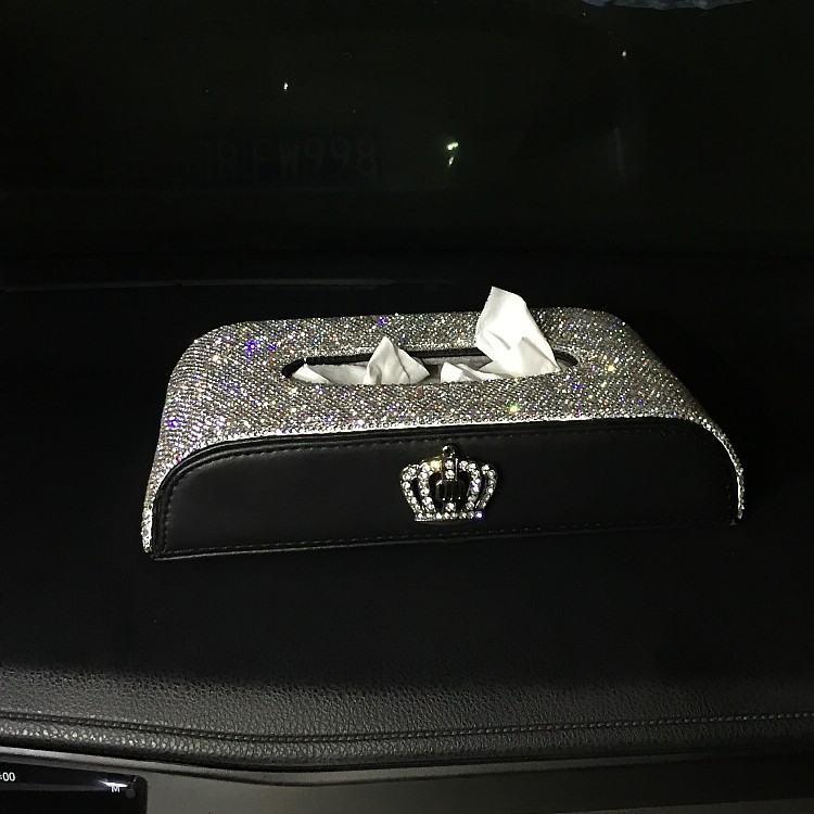 镶钻皇冠用品可爱座式车载纸巾盒