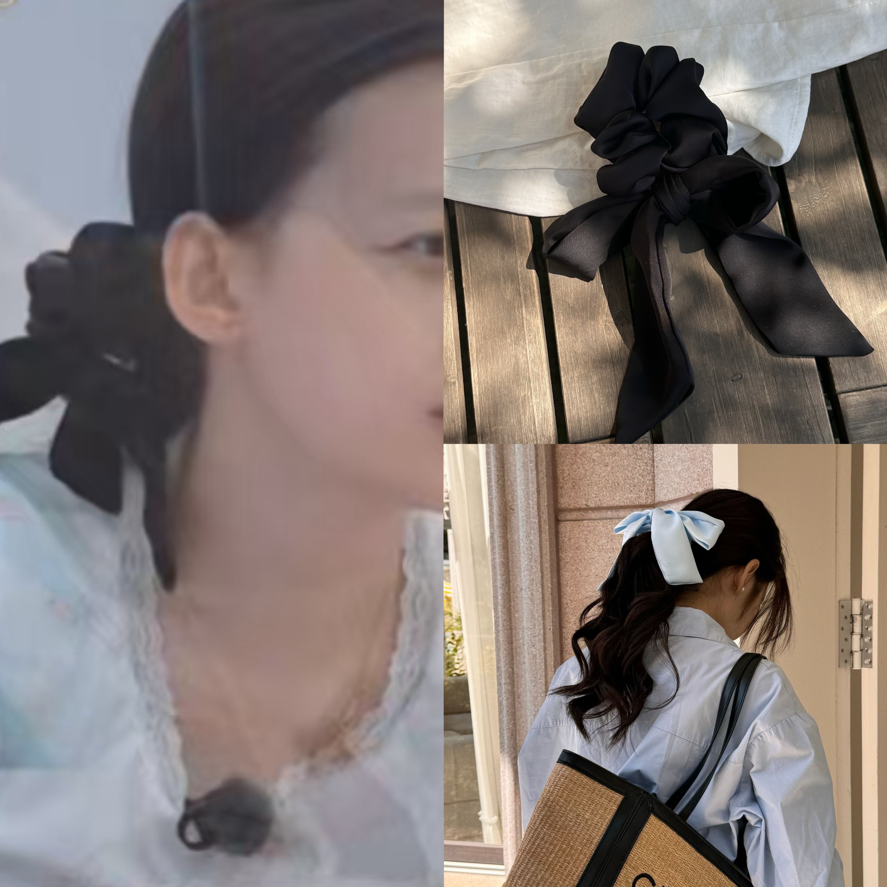 孙怡同款黑色蝴蝶结飘带发圈女2025新款大肠圈头绳扎头发马尾皮筋