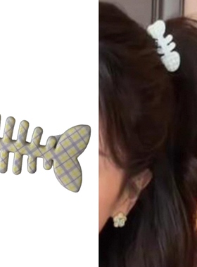 白鹿同款发夹女糖果色格子鱼骨发夹卡通甜美刘海侧边夹高马尾发卡