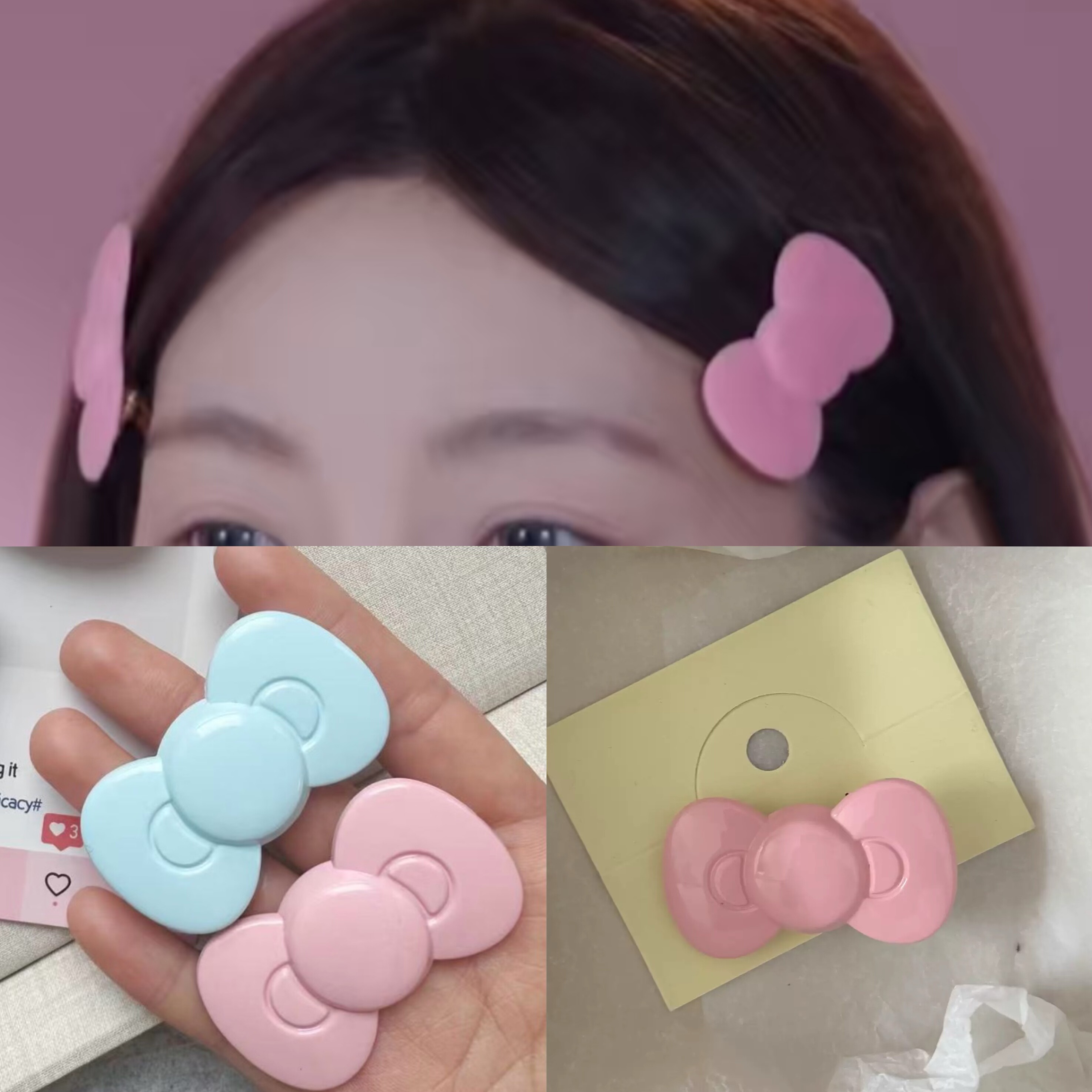 迪迪痞幼同款发夹女粉色蝴蝶结发卡美少女刘海侧边夹子洗脸头发饰