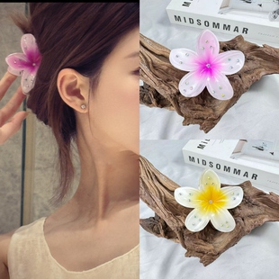 赵露思同款发夹女渐变色花朵抓夹中号半扎发花花发夹鸡蛋花鲨鱼夹