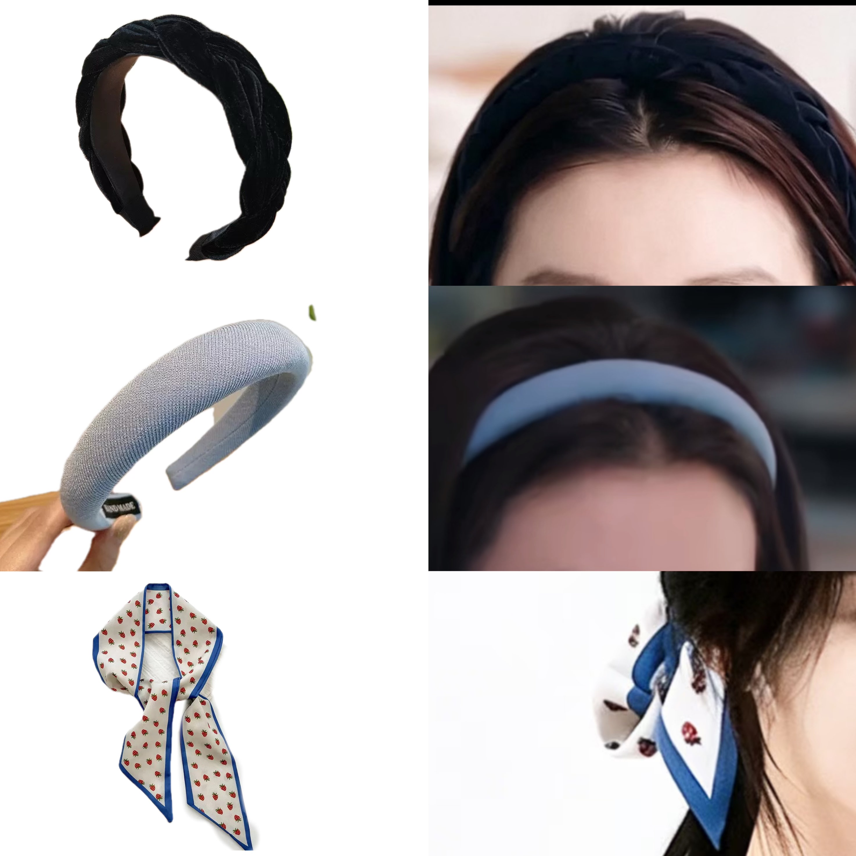 王楚然钱菲同款发箍女黑色编织麻花辫头箍长条细窄绑发丝巾发带饰