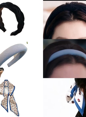 王楚然钱菲同款发箍女黑色编织麻花辫头箍长条细窄绑发丝巾发带饰