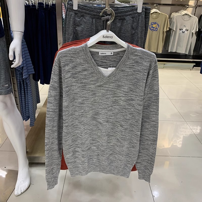 正品Baleno班尼路秋季男装修身休闲假两件针织衫长袖体恤88805701