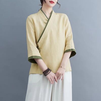 夏季女新中式禅意改良唐装上衣