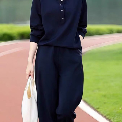 大码女装2025秋季新款休闲运动套装胖mm洋气显瘦长袖卫衣两件套女