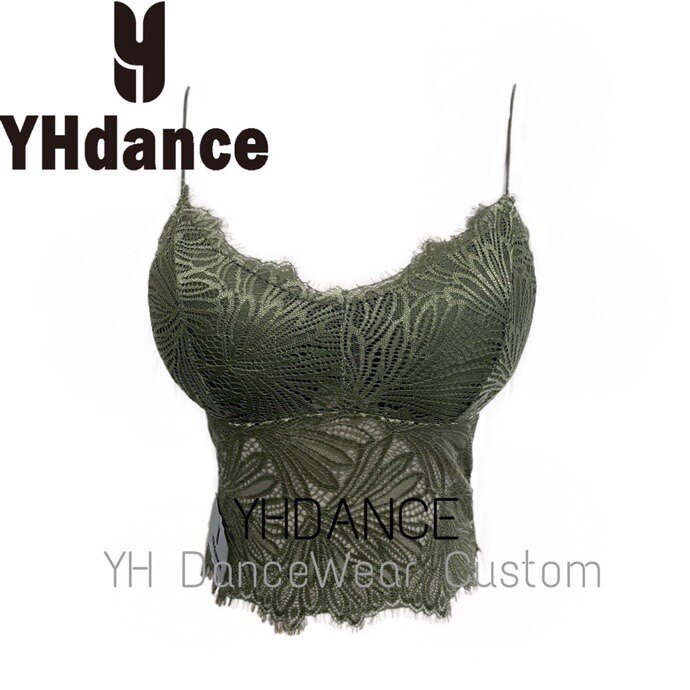 YHDANCE水溶蕾丝吊带拉丁舞成人练功服美背女带胸垫上衣性感露背