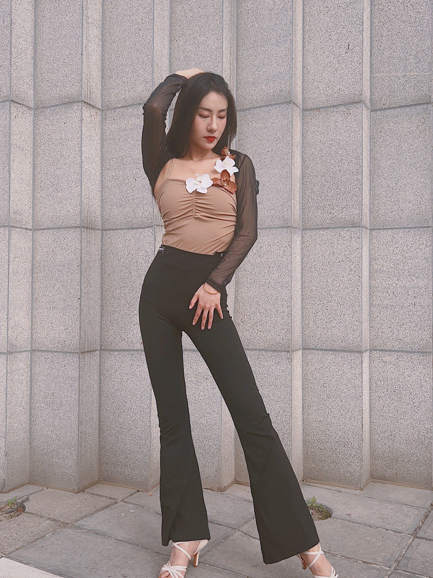 YHDANCE舞服黑色拉丁舞微喇裤高腰收腹练功舞蹈裤子女成人教课