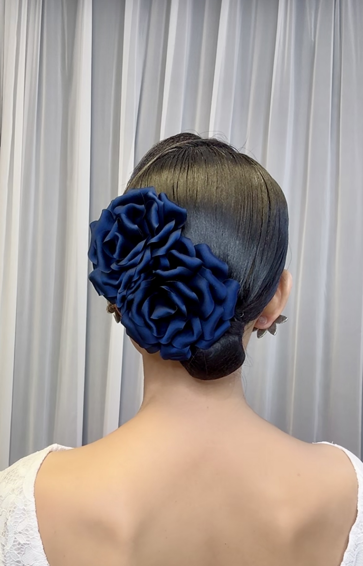 拉丁舞服女摩登舞蹈百搭训练表演比赛真丝缎专业手工定制配饰头花