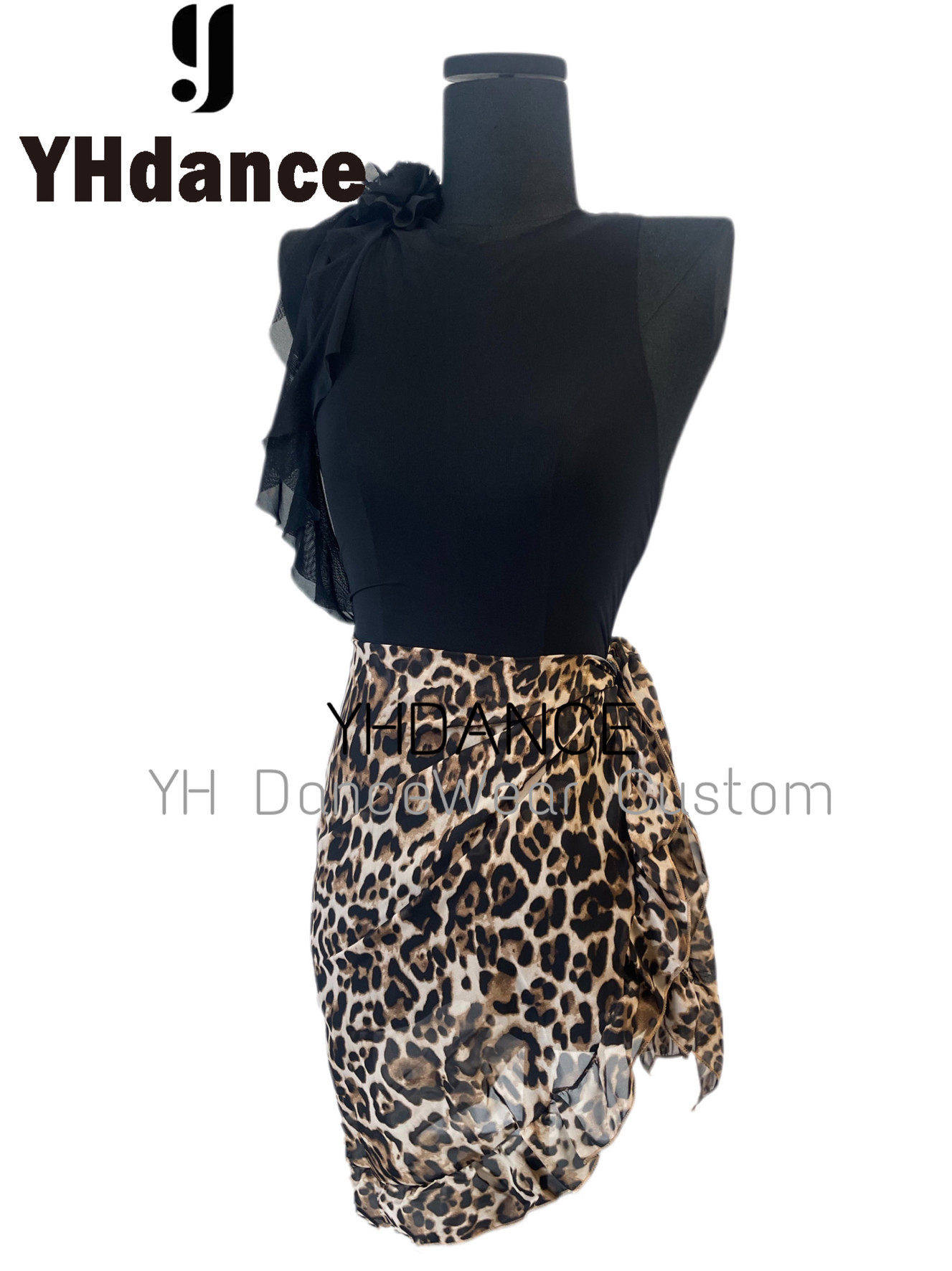 YHDANCE拉丁舞裙一片式围裹网纱臀巾练功蹈半身短裙舞蹈腰带C202