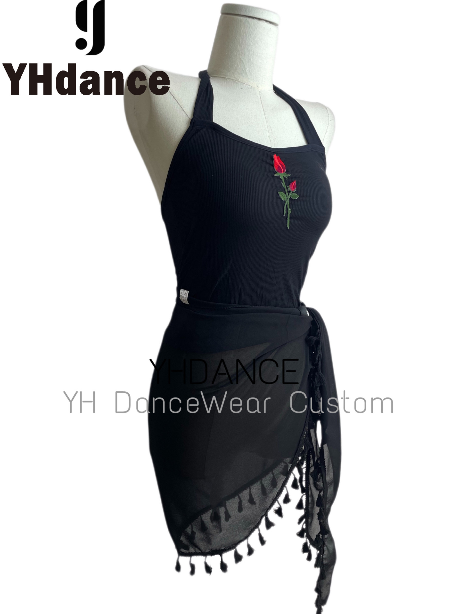 YHDANCE拉丁舞裙流苏短臀巾女成人练功服显瘦遮肉舞蹈腰带C197