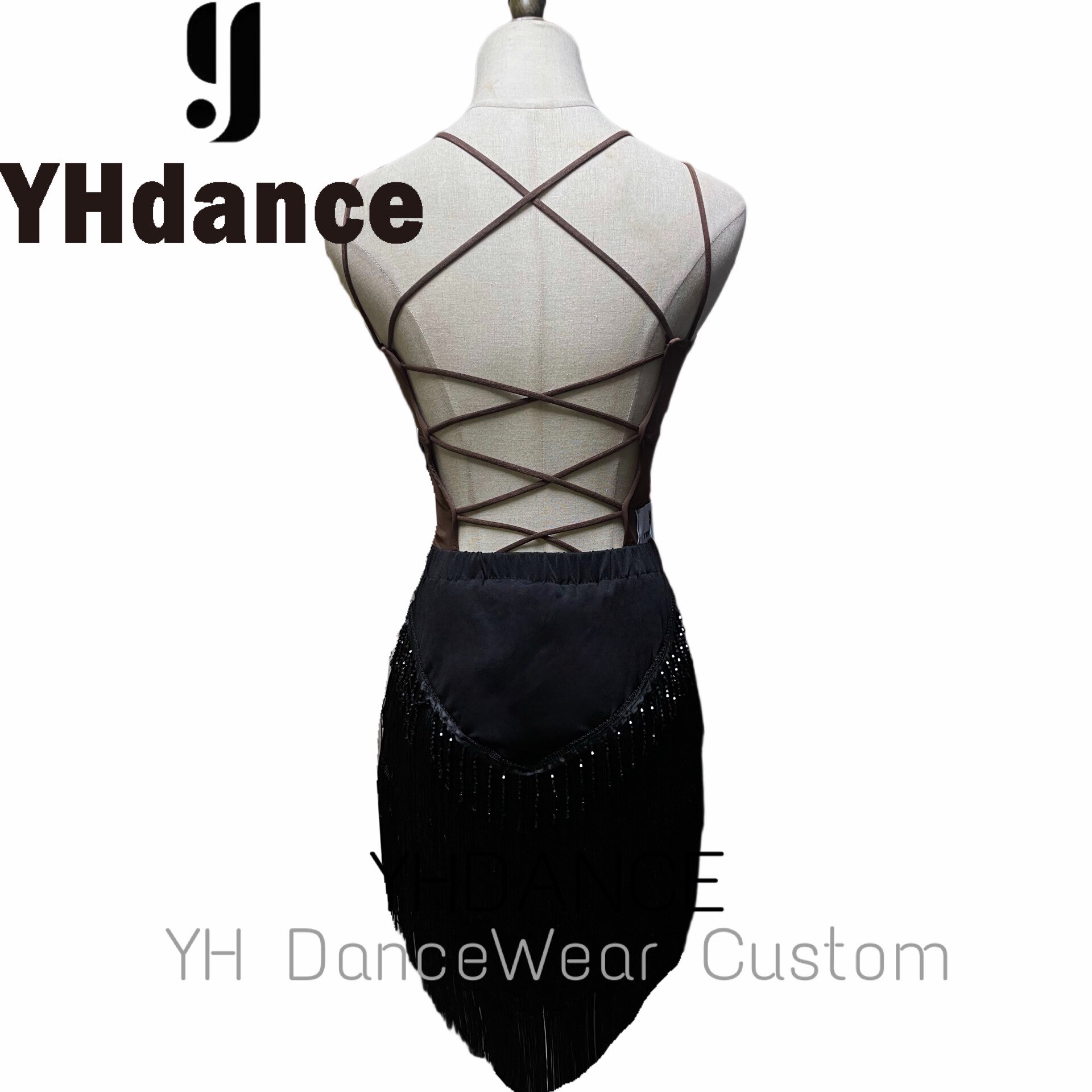 YHDANCE舞服拉丁舞吊带含胸垫美背系带露肩露背上衣女自带胸垫C94
