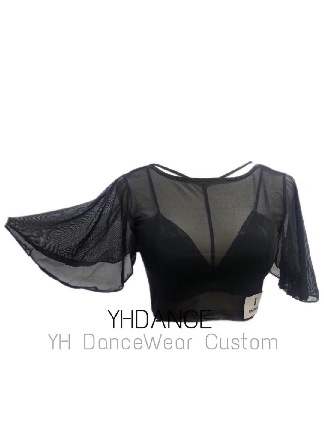 YHdance成年网纱蝙蝠袖显拉丁舞