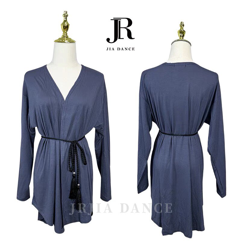 拉丁舞套装新练功服成年上衣外套防晒舞服训练莫代尔开衫送腰带11