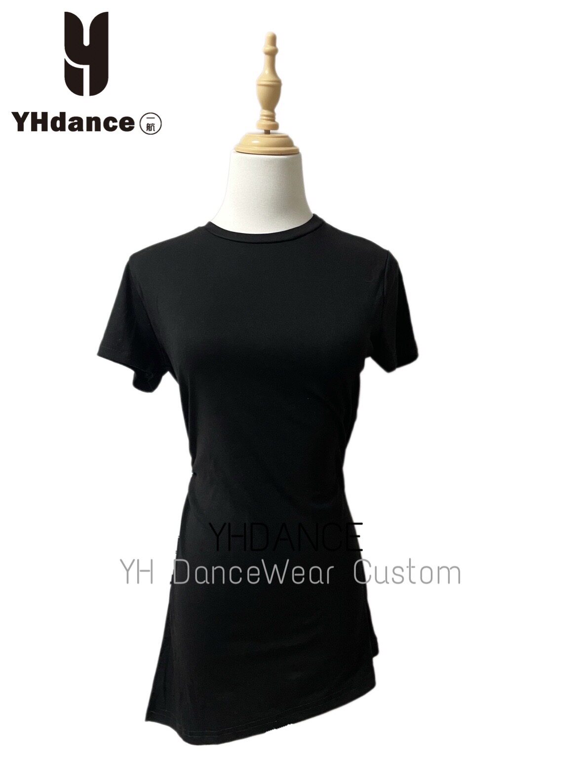 拉丁舞练功服女成人舞蹈服新款短袖连体裙开叉百搭上衣拉丁059
