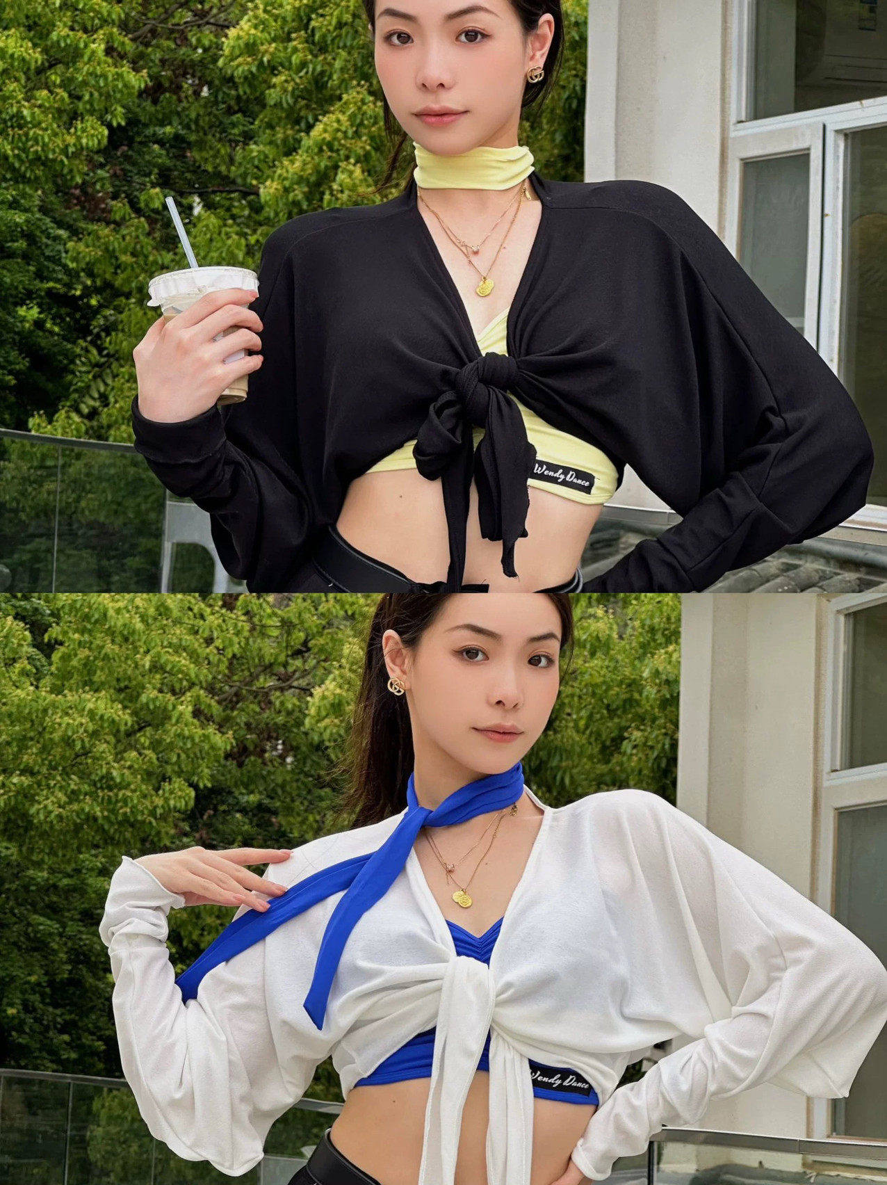 拉丁舞服长袖开衫显瘦蝙蝠袖短款上衣教师百搭练舞表演教课练功服