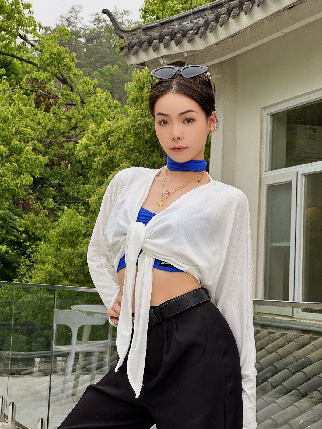 拉丁舞服长袖开衫显瘦蝙蝠袖短款上衣教师百搭练舞表演教课练功服