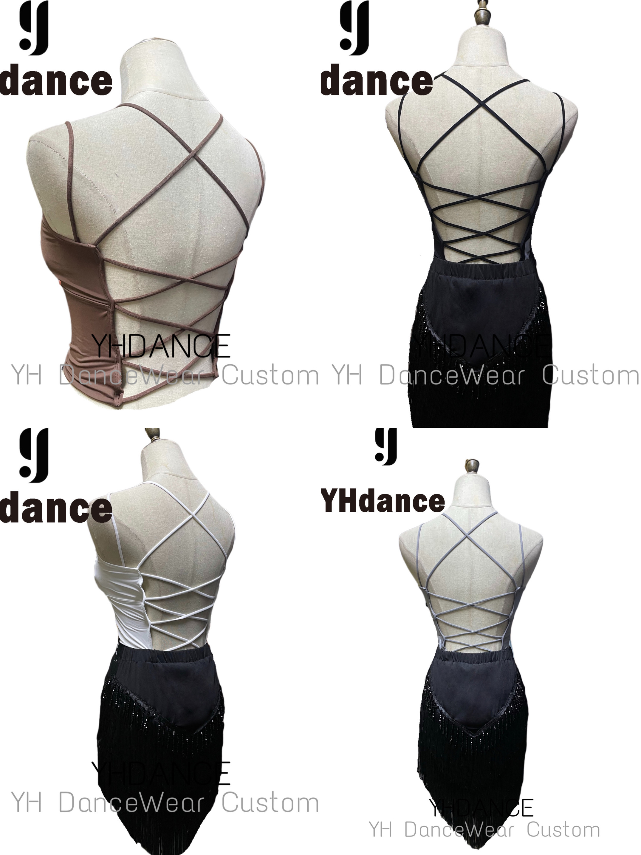 YHDANCE舞服拉丁舞吊带含胸垫美背系带露肩露背上衣女自带胸垫C94