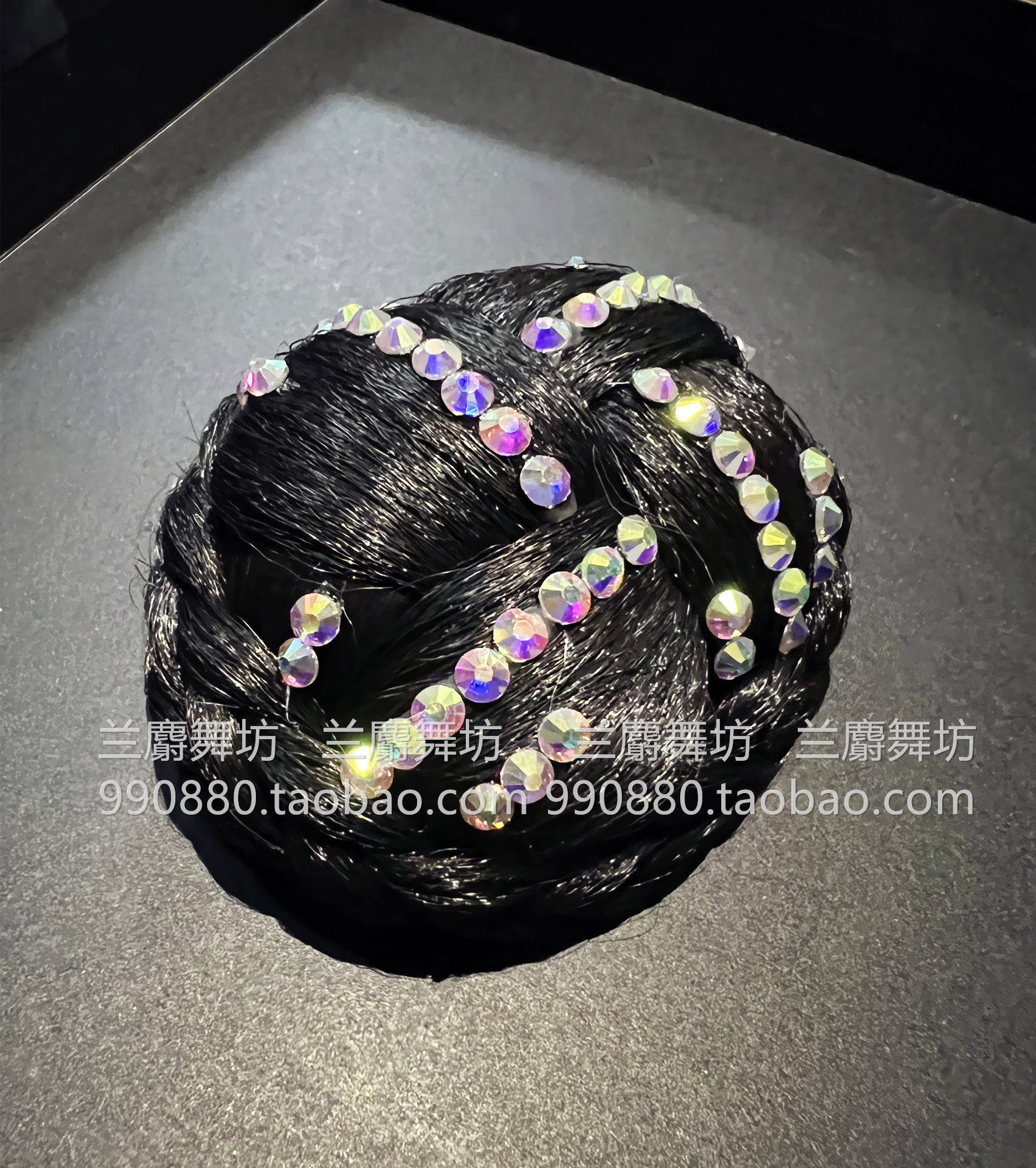 摩登舞拉丁舞比赛盘头镶钻假发髻假发包 成人儿童假发包送网
