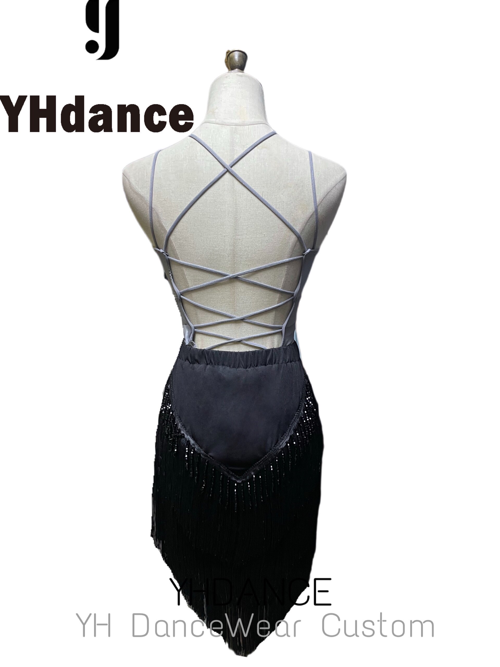 YHDANCE舞服拉丁舞吊带含胸垫美背系带露肩露背上衣女自带胸垫C94