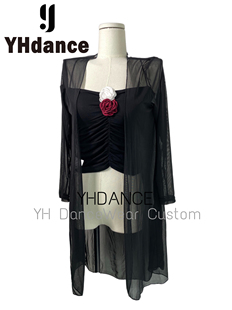 多重穿法C180 显瘦罩衫 服装 YHDANCE拉丁舞摩登练功舞服女网纱开衫