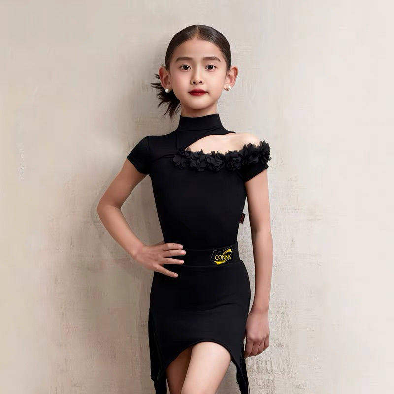CONNY拉丁舞服少儿新款练功服女高级感儿童演出舞蹈裙子分体套装