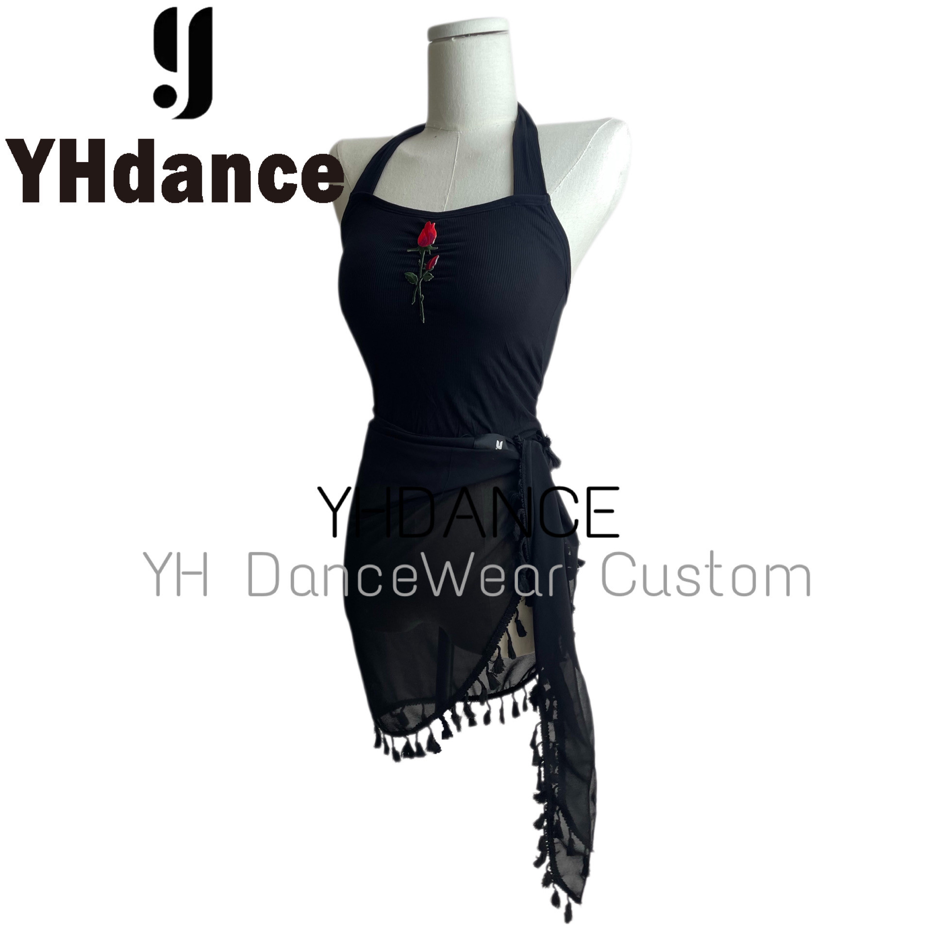 YHDANCE拉丁舞裙流苏短臀巾女成人练功服显瘦遮肉舞蹈腰带C197