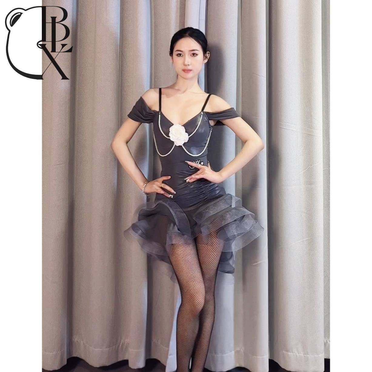 拉丁舞服女裙练功服高级感鱼骨裙半裙比赛表演服新款套装成人女