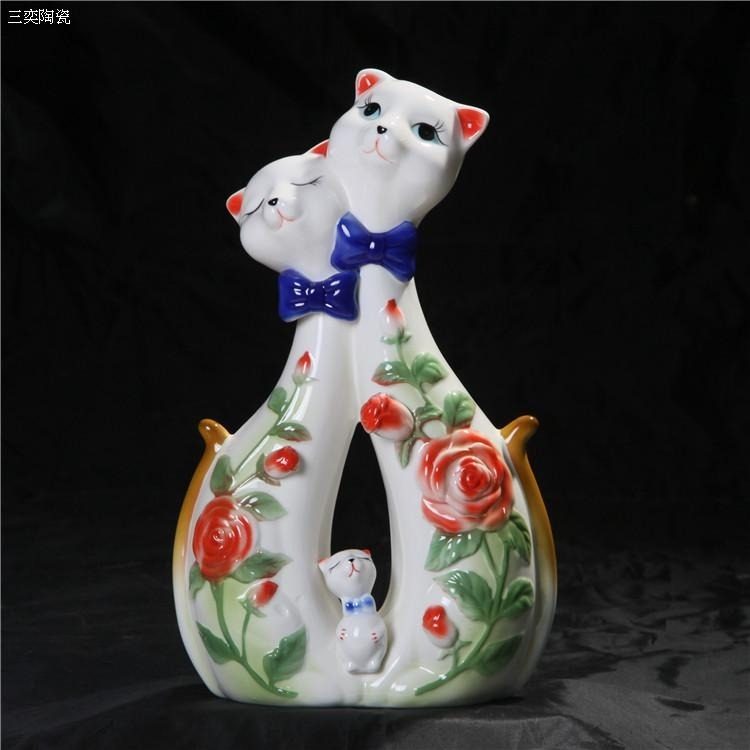 包邮陶瓷工艺品创意摆件法蓝瓷花瓶客厅家居婚庆实用用品幸福美满