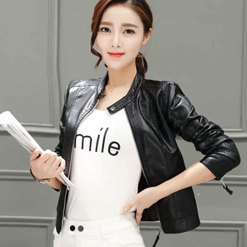 時尚皮衣女短款修身pu皮夾克春秋裝新款歐美黑色立領機車小外套潮在類目 女裝/女士精品, 皮衣中 - 來自Buy2taobao.com提供專業的淘寶代購服務