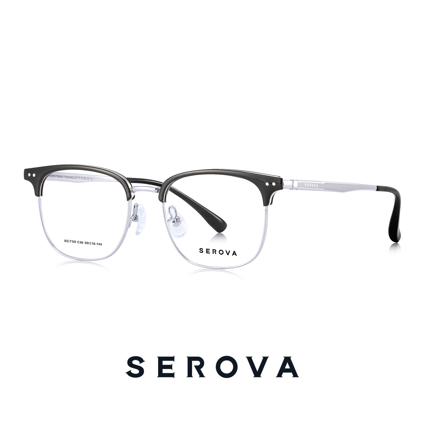 施洛华眼镜框商务理工男眉线半边框时尚流行大脸素颜镜钛架SC730