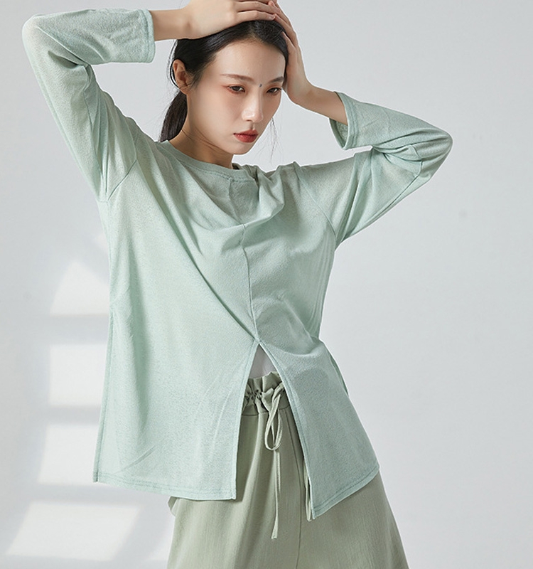 寬松帥氣舞蹈服長袖透視上衣