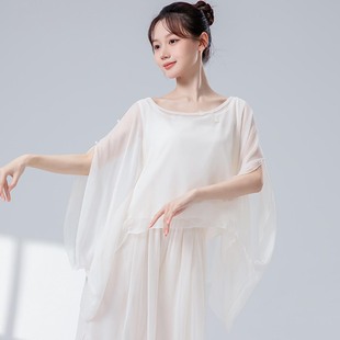 古典舞飘逸纱衣女中国风现代舞练功服仙气上衣学生宽松舞蹈服罩衫