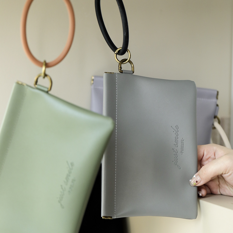 环保软皮纯色手机收纳包手拿袋