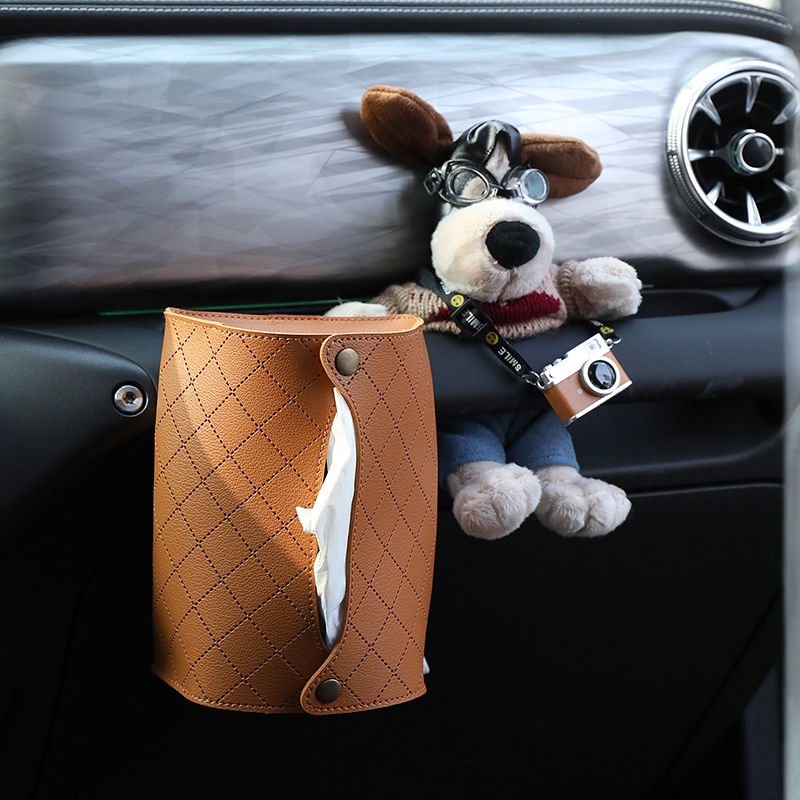 琥珀桔环保可拆松紧带车载纸巾盒