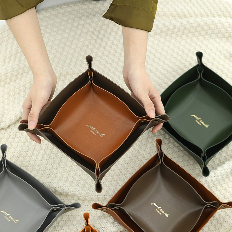 北欧环保pu皮收纳盘玄关钥匙首饰