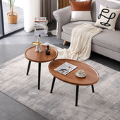 轻奢客厅茶几小桌子简约现代家用圆形小茶几家用沙发小边几原木