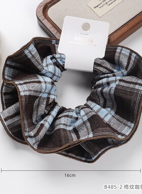 韩系高级感小蛮腰大肠发圈女发饰格子豹纹头绳法式超大马尾发绳