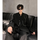 高级感立领风西装外套男秋季休闲新中式钉珠西服409-5621-P118，男装西服套装，星座409(原A307）