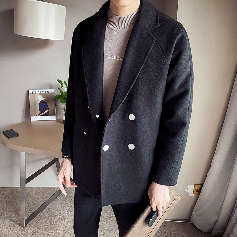 2021秋冬男士排扣毛呢风衣男新款中长款宽松大衣404-2-2022,男装风衣,星座409(原A307）