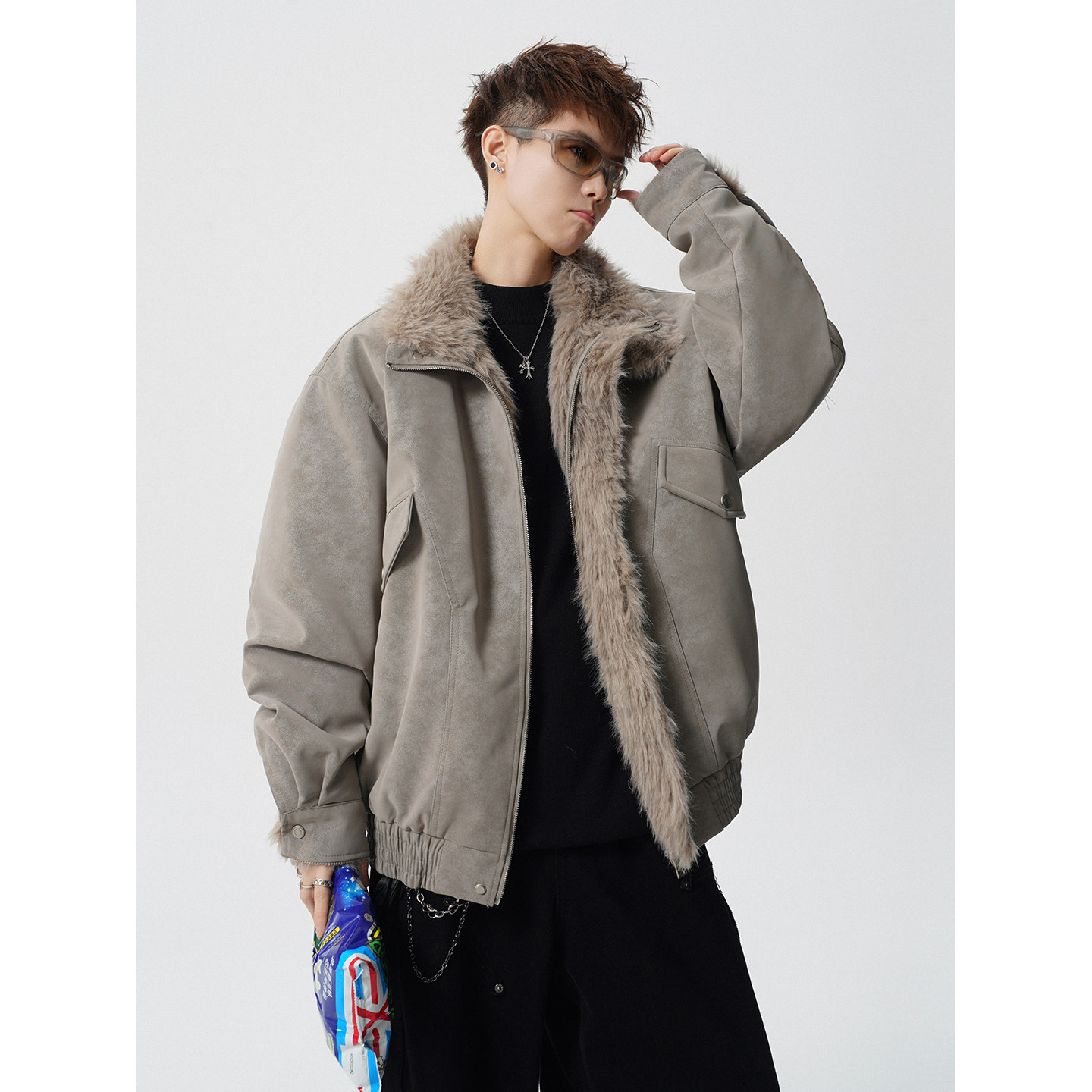 冬季座山雕夹棉棉服款麂皮夹克加厚外套男加绒棉衣409-J229-P128,男装夹克,星座409(原A307）