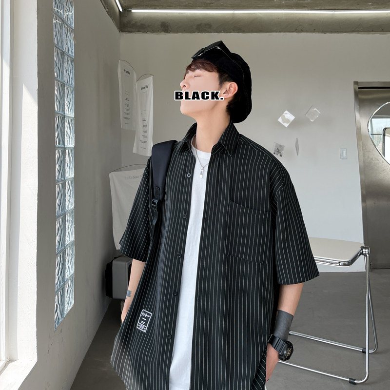 夏季休闲短袖衬衫男套装五分袖衬衣潮港风两件套404-2-TZ12,男装休闲套装,星座409(原A307）