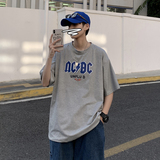 字母印花T恤男夏季简约宽松短袖潮流ins港风半袖404-2-T，男装T恤，星座409(原A307）
